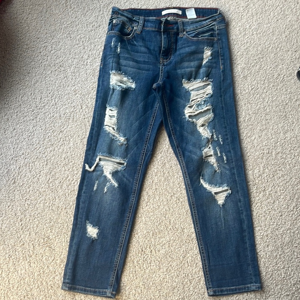 Eunina ripped navy blue jeans boyfriend, low rise, crop